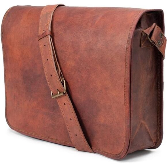 Leather Bags Vintage Soft Leather Messenger Brown Real Laptop Satchel Bag Genuin